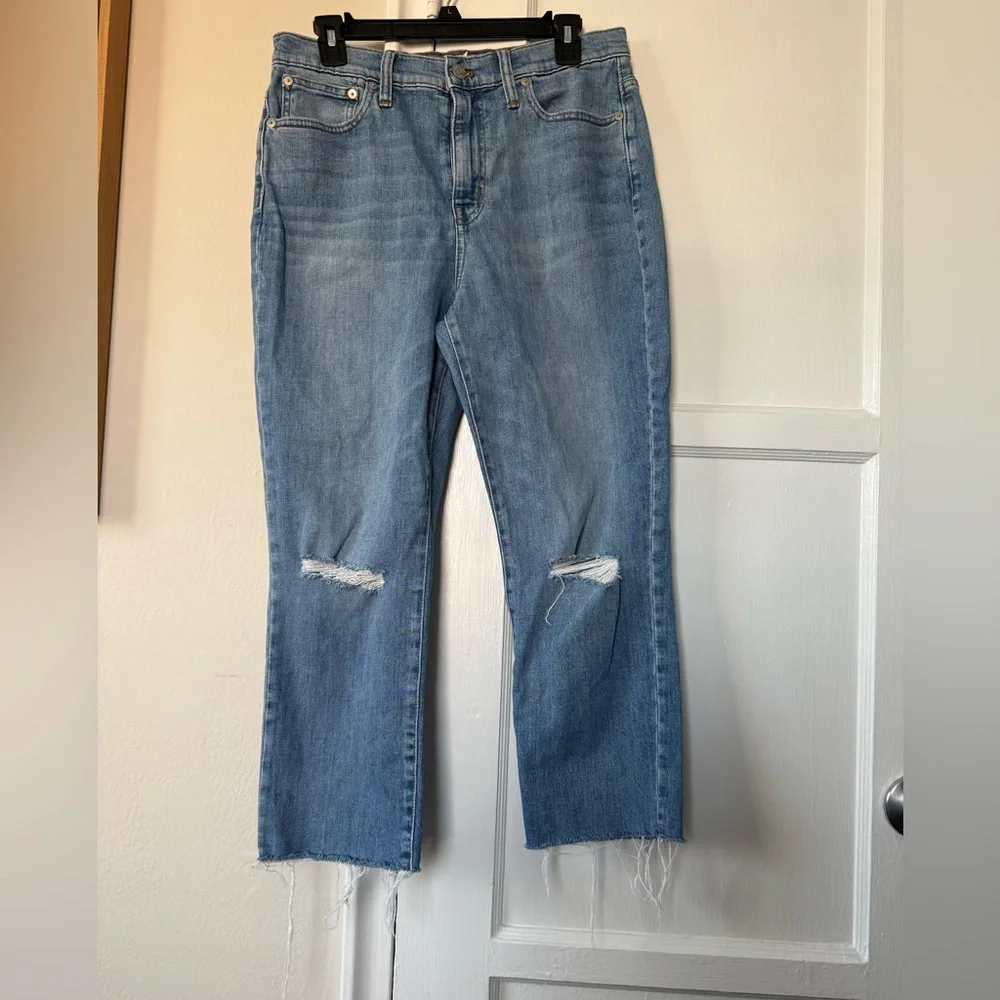 Madewell High-Rise Slim Crop Boyjean 28P Petite Medium Wash - Picture 6 of 7